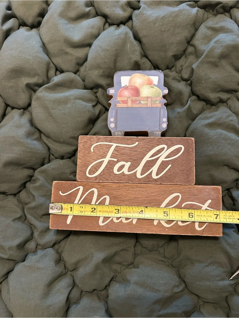 Ashland Blue Truck with Red, Orange, and Green Apples Wooden Fall Sign